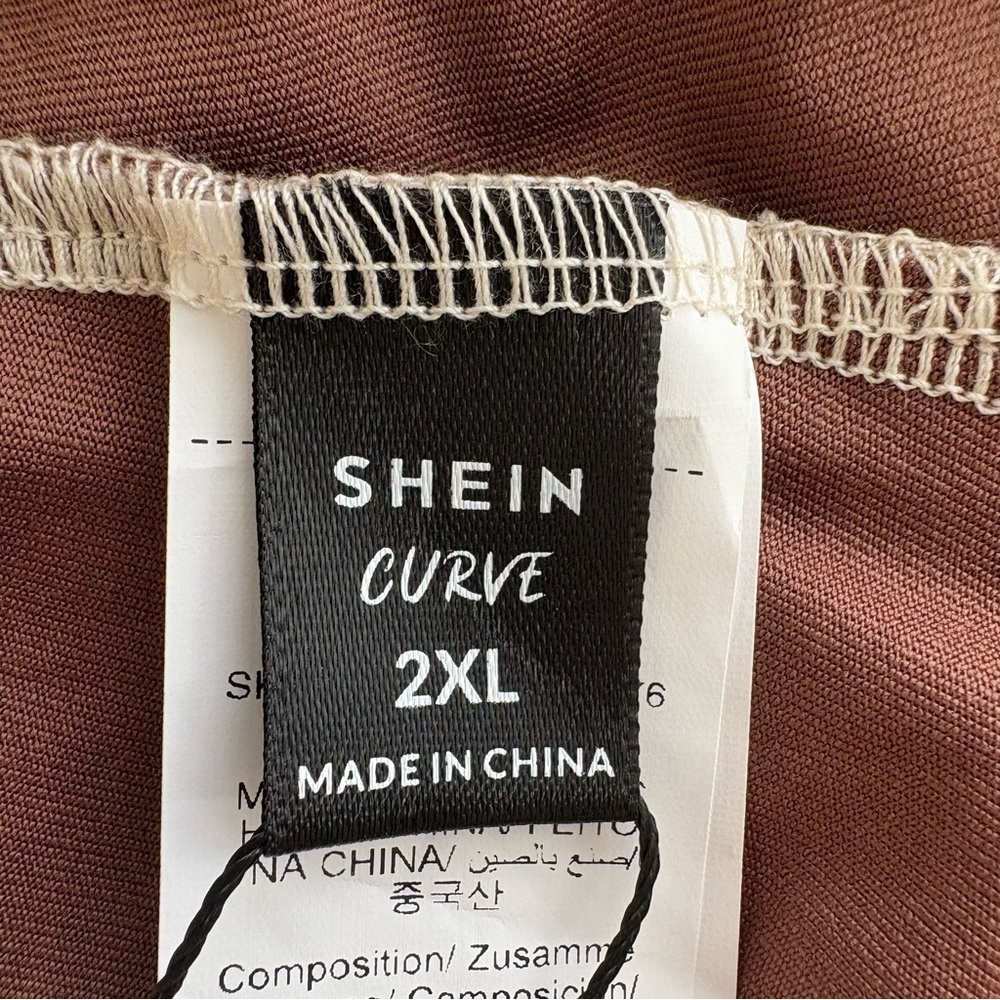 SHEIN BAE Mini Mesh Dress Sheer Cowl Neck Curve 2XL Mocha Cream Y2K Grunge Fairy - Picture 6 of 8